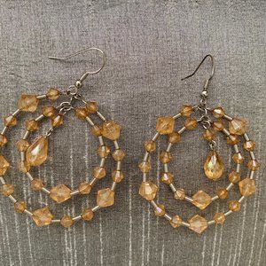 Anthropologie beaded round earrings peach/silver